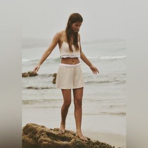 Co-Ord Set SATIN EFFECT CROP TOP and SATIN EFFECT POPLIN TRIM SHORTS